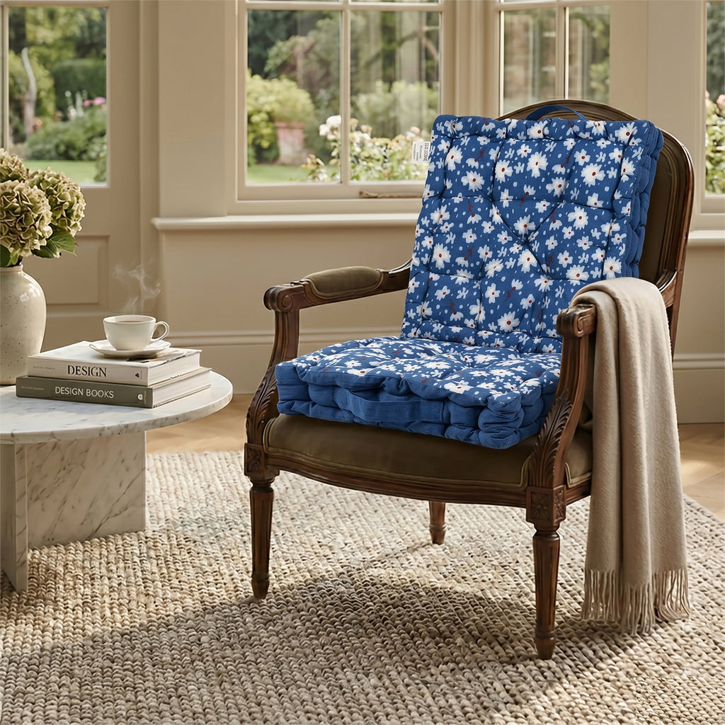 LIVMORE Set of 2 - 100% Cotton Cozy Support Cushion (40x40x8 cm) - Blue_8562763_1
