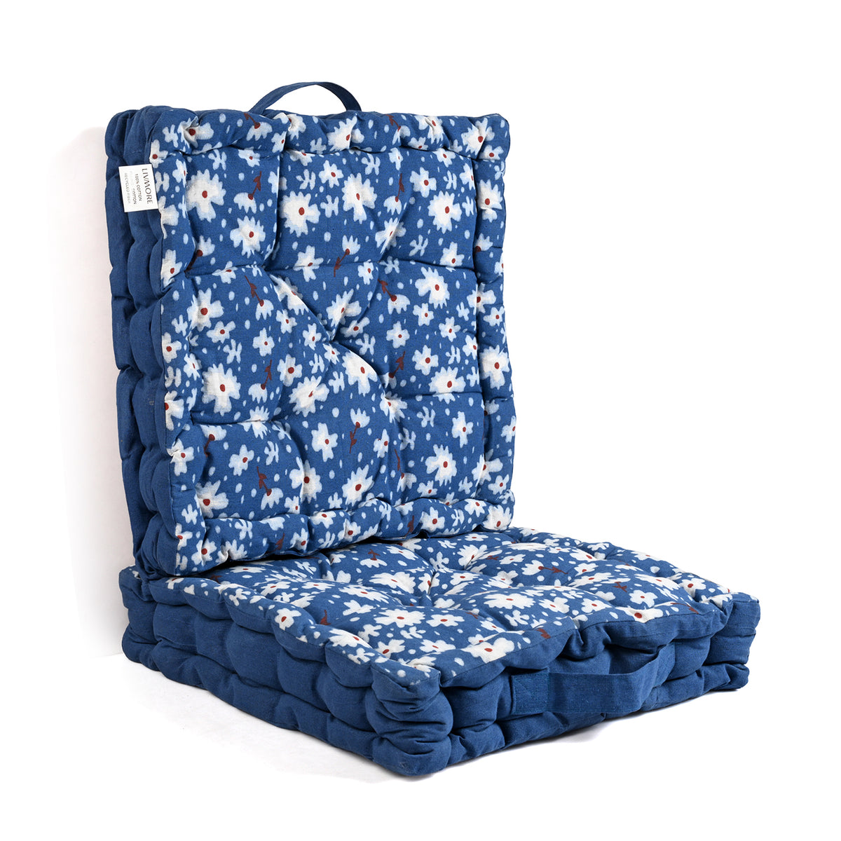 LIVMORE Set of 2 - 100% Cotton Cozy Support Cushion (40x40x8 cm) - Blue 8562763 4