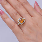 D'Joy Citrine, Moissanite Halo Ring in 18K YG VermeilSterling Silver  4.350  Ct._8562899_2
