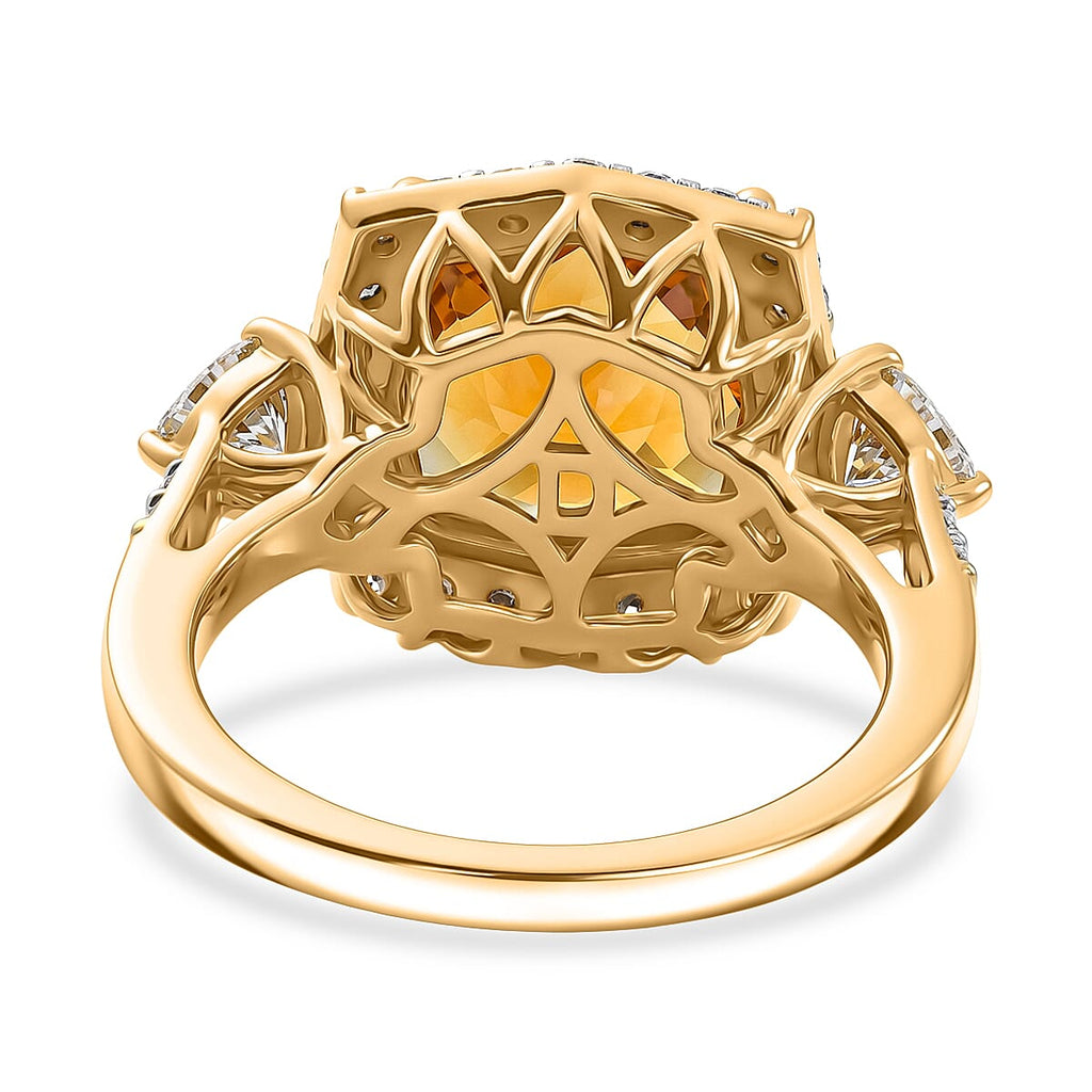 D'Joy Citrine, Moissanite Halo Ring in 18K YG VermeilSterling Silver  4.350  Ct._8562899_4