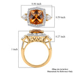 D'Joy Citrine, Moissanite Halo Ring in 18K YG VermeilSterling Silver  4.350  Ct._8562899_5