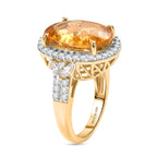 D'Joy Citrine, Moissanite Main Stone With Surrounding Stone Ring in 18K YG VermeilSterling Silver  5.440  Ct._8562946_3
