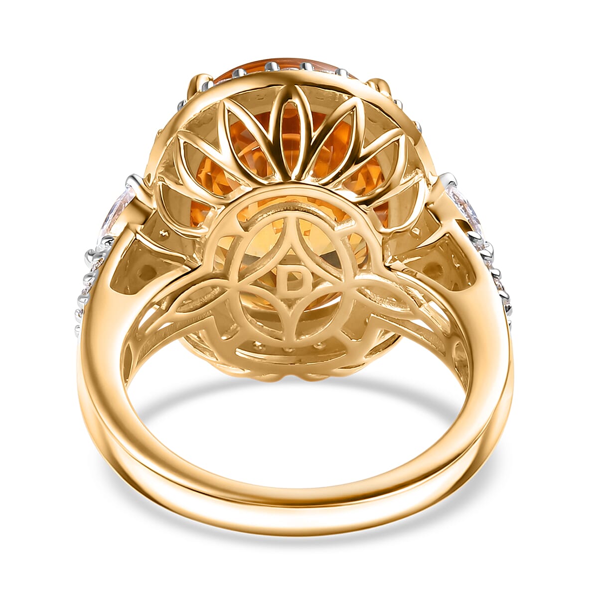 Certified and Appraised D'Joy Citrine, Moissanite Main Stone With Surrounding Stone Ring in 18K YG Vermei lSterling Silver 5.440 Ct. 8562947 4