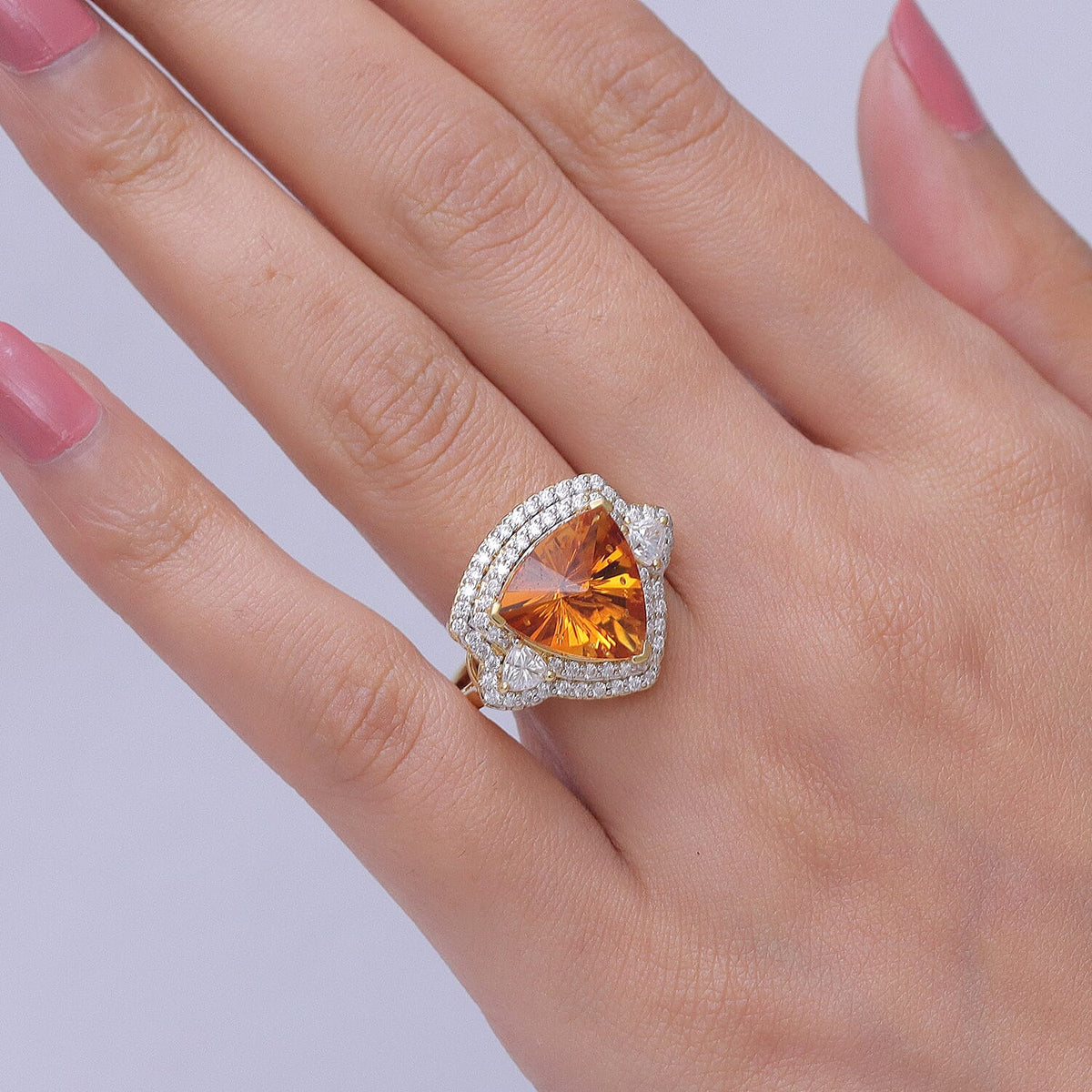 Certified and Appraised D'Joy Citrine, Moissanite Main Stone With Side Stone Ring in 18K Yellow Gold Vermeil Sterling Silver, Silver Wt.5.51 Gms 6.560 Ct. 8562958 2