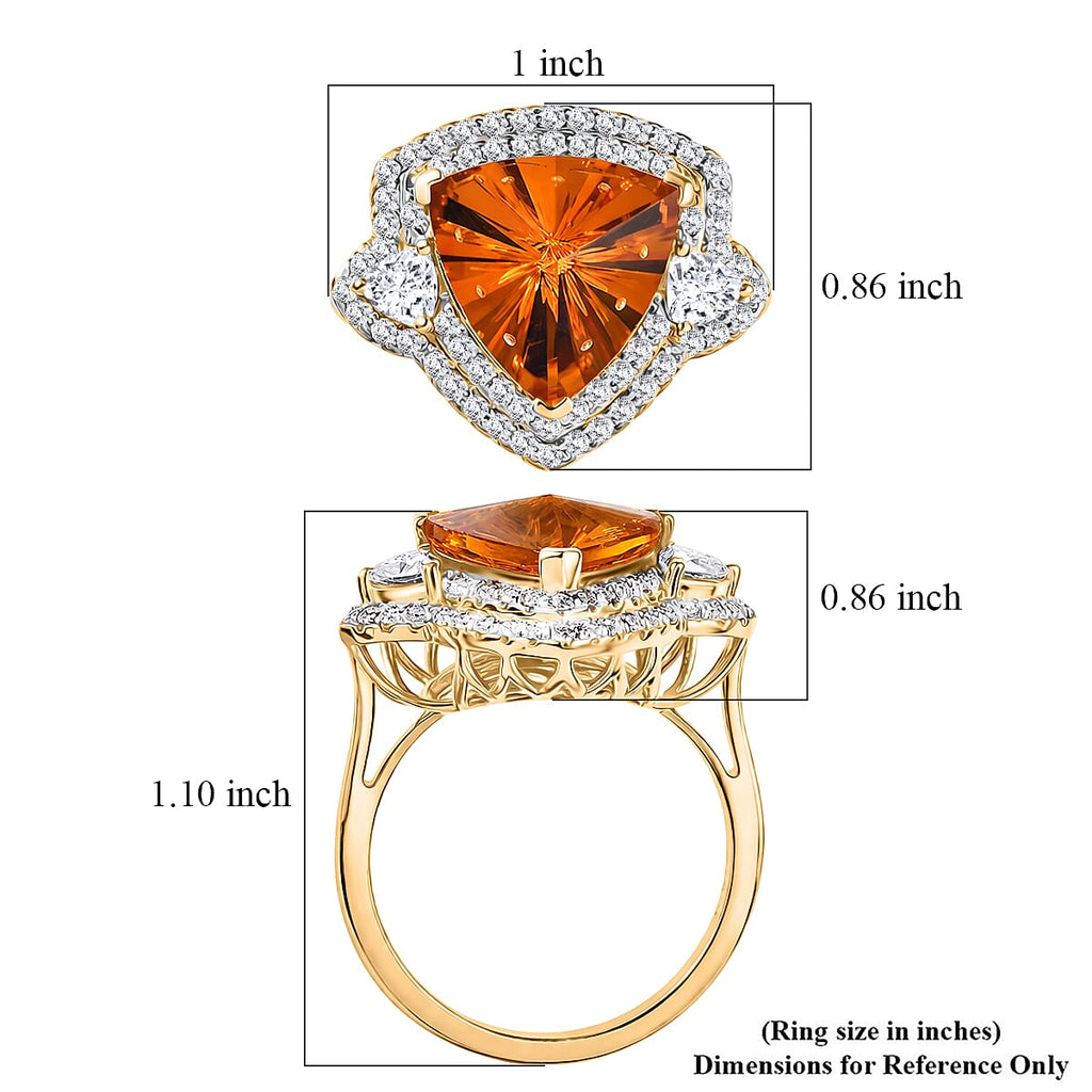 D'Joy Citrine, Moissanite Main Stone With Side Stone Ring in 18K YG VermeilSterling Silver, Silver Wt.5.51 Gms  6.560  Ct._8562958_5