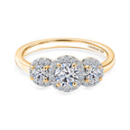 Luxuriant - Lab Grown Diamond (SI/G-H) Trilogy Halo Ring in 18K Vermeil Yellow Gold Plated Sterling Silver 0.76 Ct._8562972