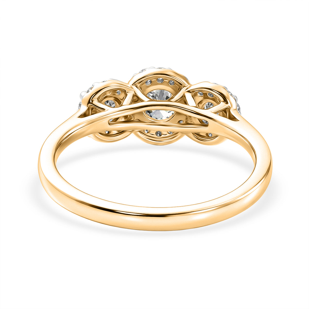 Luxuriant - Lab Grown Diamond (SI/G-H) Three-stone Halo Ring in 18K Vermeil Yellow Gold Plated Sterling Silver 8562972 5
