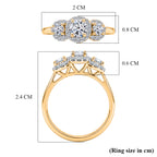 Luxuriant - Lab Grown Diamond (SI/G-H) Trilogy Halo Ring in 18K Vermeil Yellow Gold Plated Sterling Silver 0.76 Ct._8562972_5