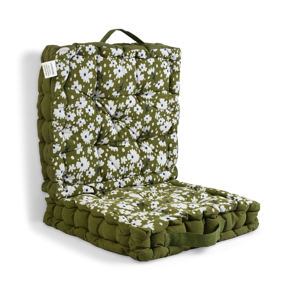 LIVMORE Set of 2 - 100% Cotton Cozy Support Cushion (40x40x8 cm) - Olive V32604950 4