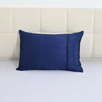 La Marey Signature Mulberry Silk Patterned Pillowcase with MOP Button Closure (Size 50x75 cm) - Navy_8562983_2