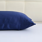 La Marey Signature Mulberry Silk Patterned Pillowcase with MOP Button Closure (Size 50x75 cm) - Navy_8562983_4