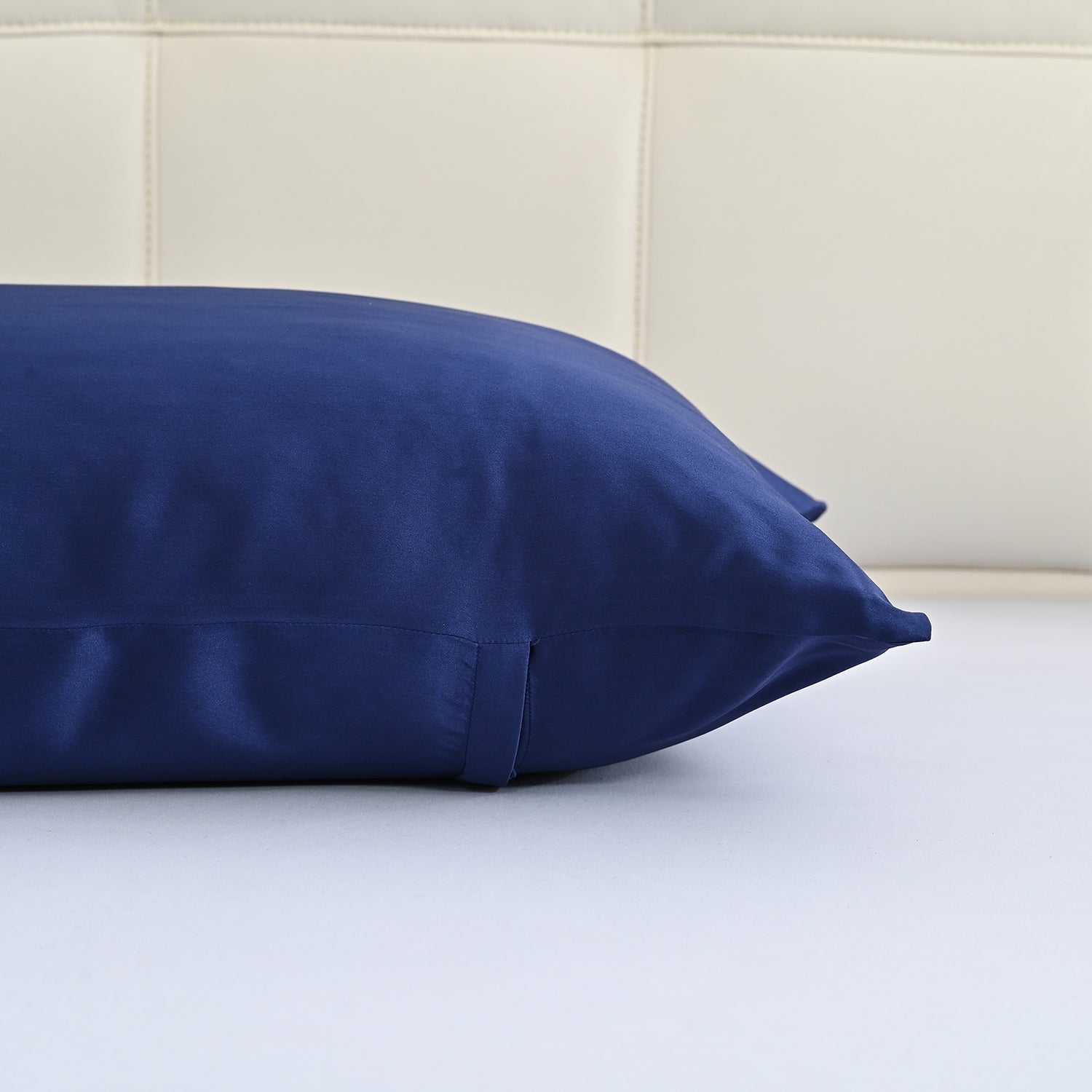 La Marey Signature Mulberry Silk Patterned Pillowcase with MOP Button Closure (Size 50x75 cm) - Navy 8562983 4