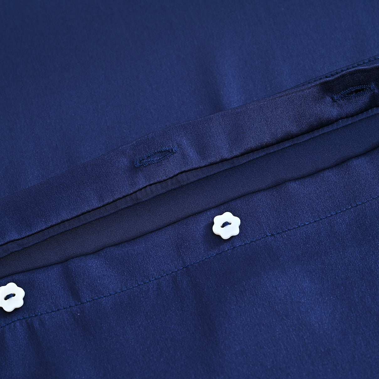 La Marey Signature Mulberry Silk Patterned Pillowcase with MOP Button Closure (Size 50x75 cm) - Navy 8562983 6