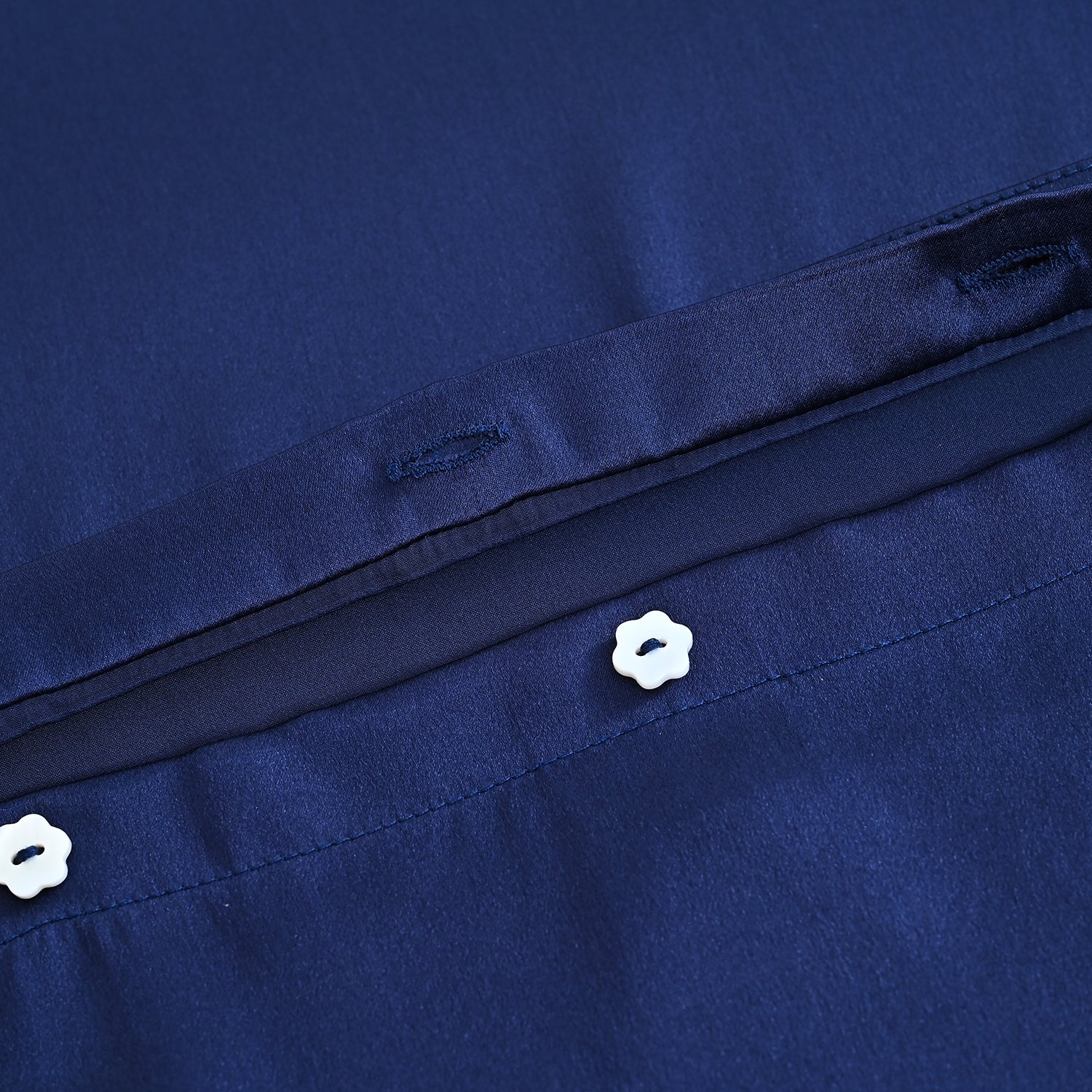 La Marey Signature Mulberry Silk Patterned Pillowcase with MOP Button Closure (Size 50x75 cm) - Navy 8562983 6