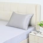 La Marey Signature Mulberry Silk Patterned Pillowcase with MOP Button Closure (Size 50x75 cm) - Silver_8563039