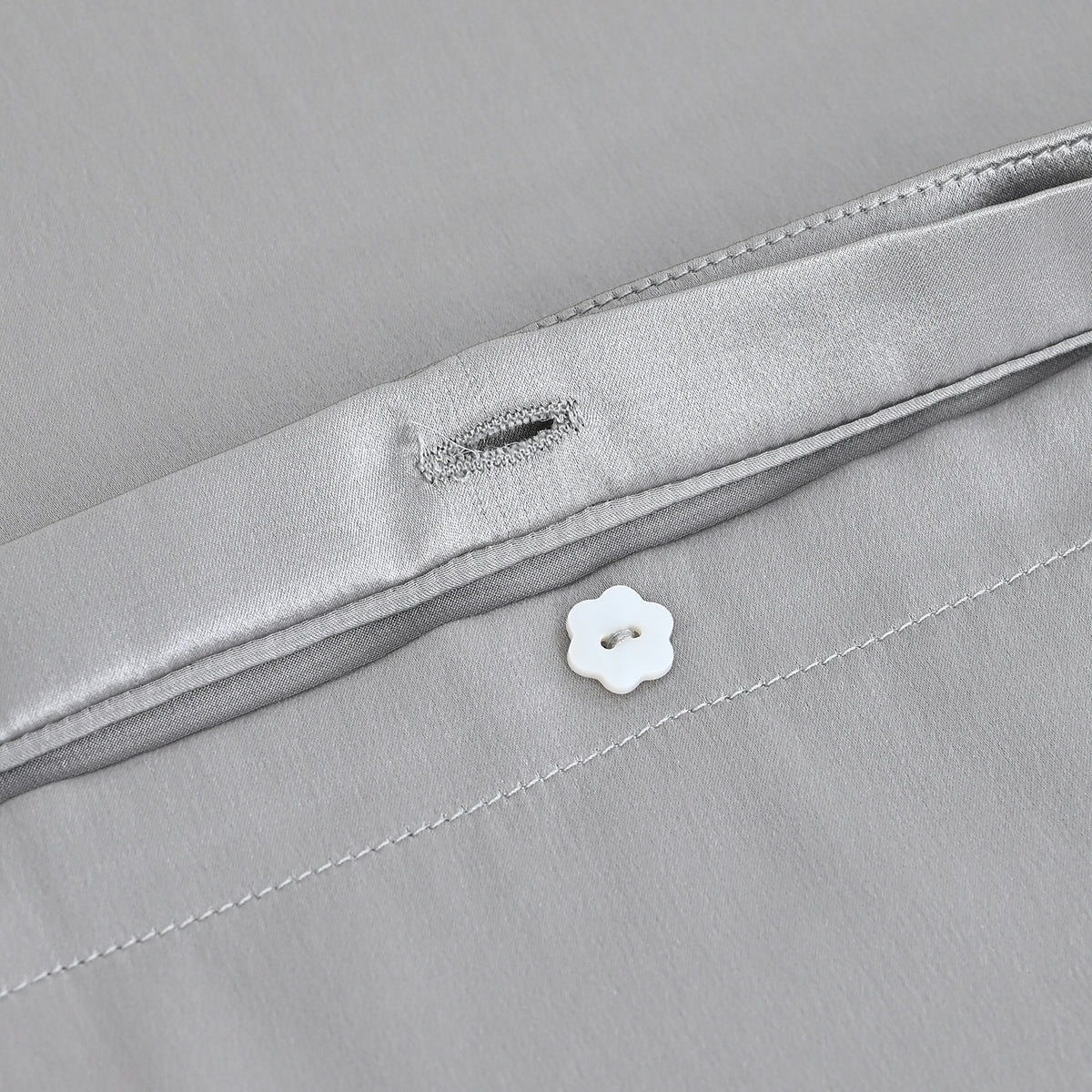 La Marey Signature Mulberry Silk Patterned Pillowcase with MOP Button Closure (Size 50x75 cm) - Silver V32518264 6