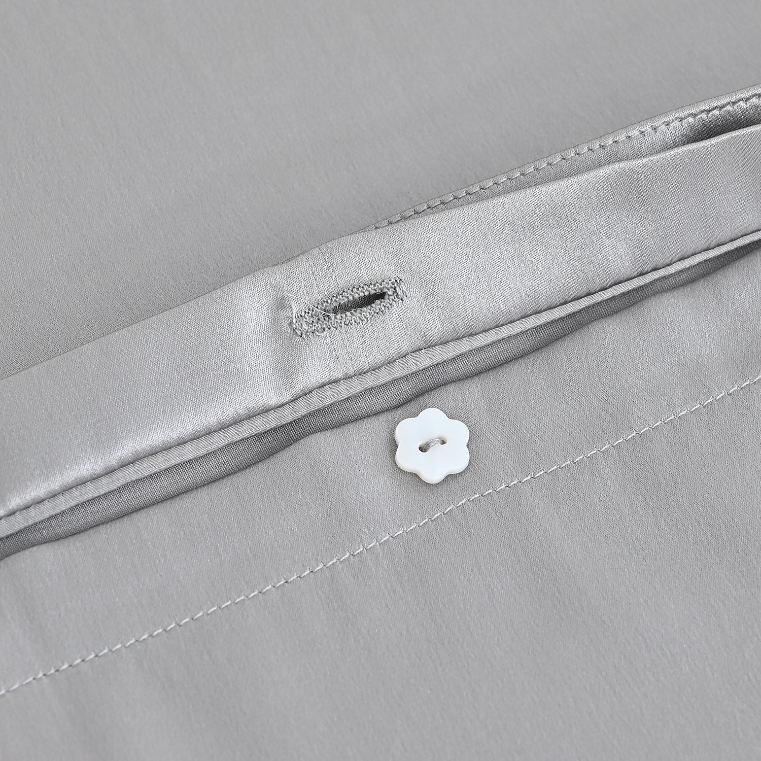 La Marey Signature Mulberry Silk Patterned Pillowcase with MOP Button Closure (Size 50x75 cm) - Silver V32518264 6
