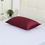 La Marey Signature Mulberry Silk Patterned Pillowcase with MOP Button Closure (Size 50x75 cm) - Burgundy_8563041_3