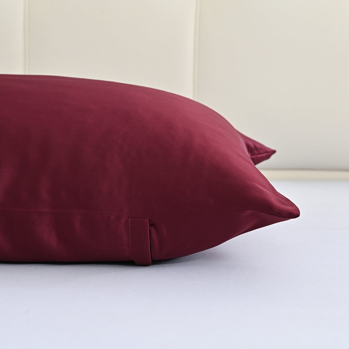 La Marey Signature Mulberry Silk Patterned Pillowcase with MOP Button Closure (Size 50x75 cm) - Burgundy V32576104 4