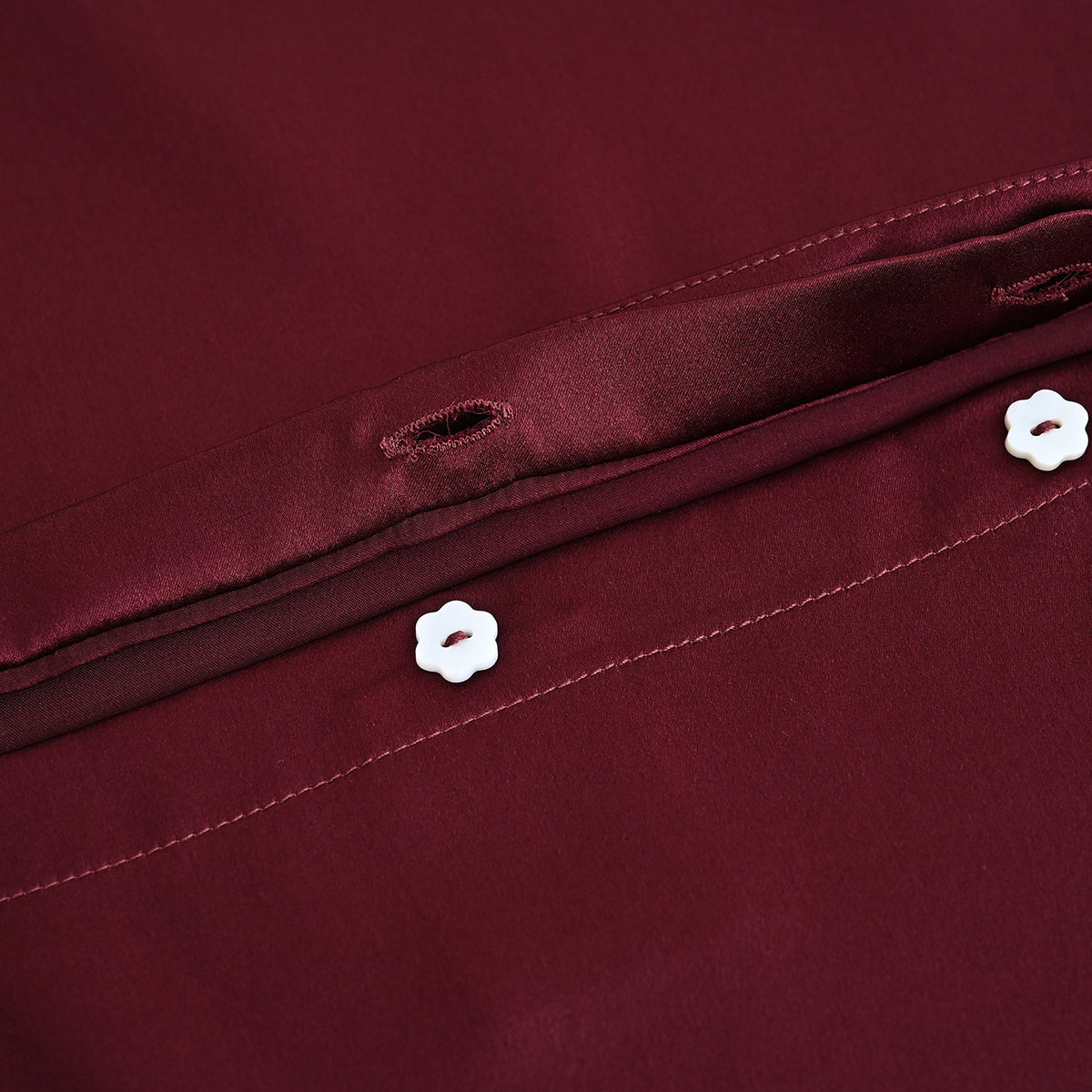 La Marey Signature Mulberry Silk Patterned Pillowcase with MOP Button Closure (Size 50x75 cm) - Burgundy V32576104 6