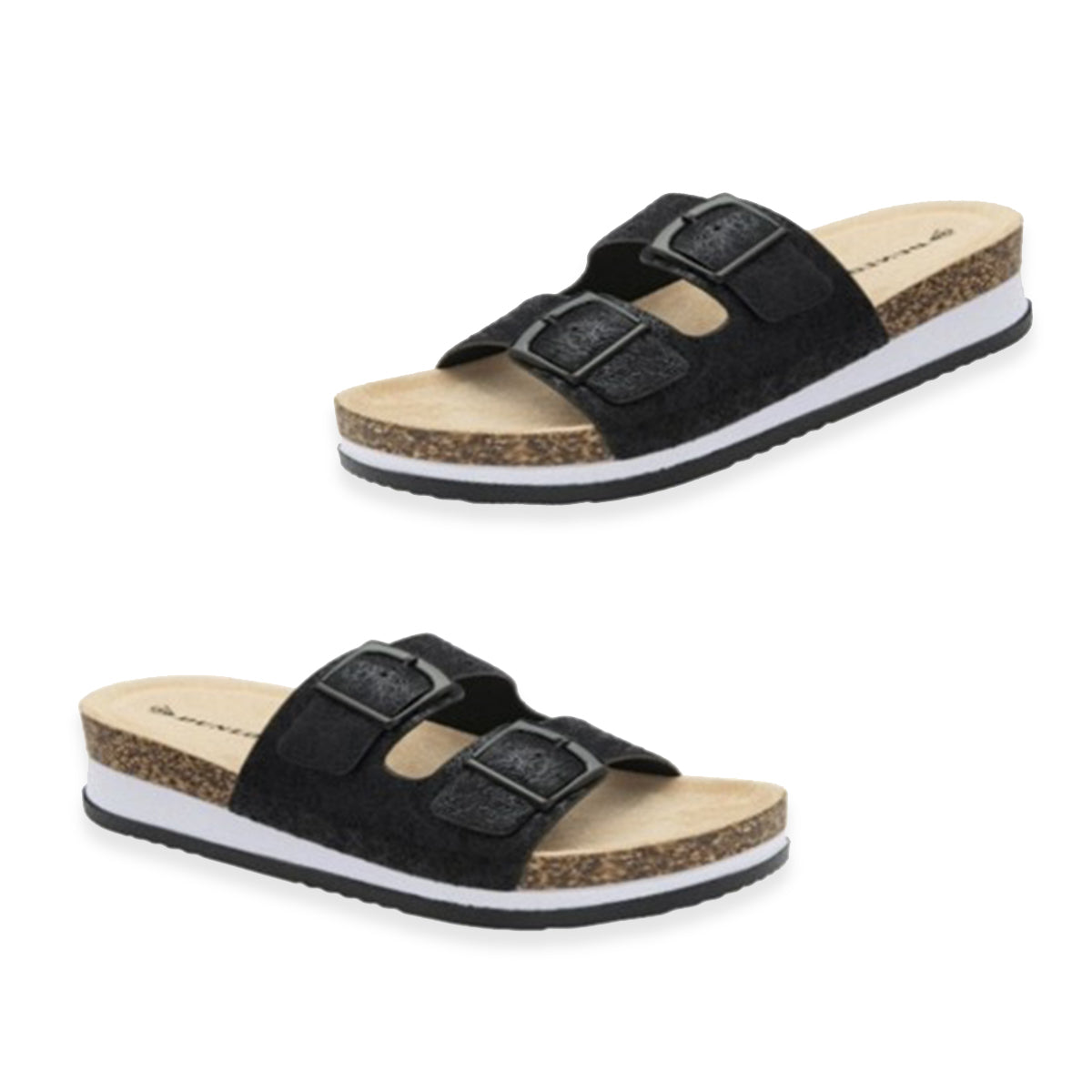 Dunlop Fern Open Toe Double Buckle Slide Mule Sandals (Size 4) - Black V32527737 0