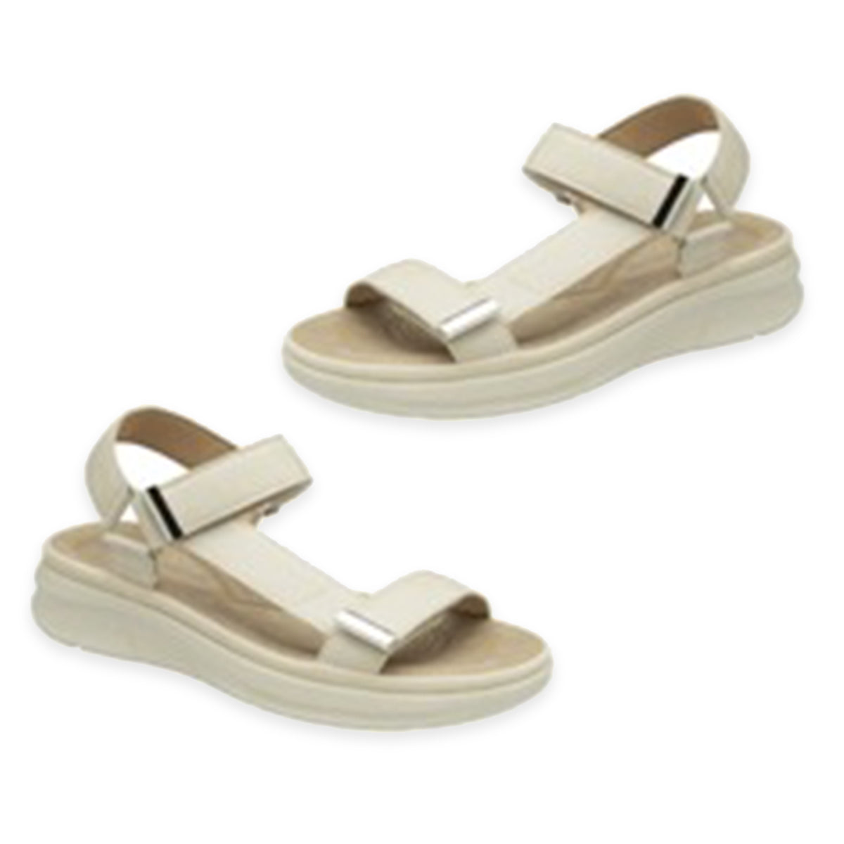 Dunlop Serafina Dual-Strap Hook &amp; Loop Fastening Platform Sandals (Size 6) - Bone White V32523304 0