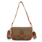 Genuine Leather Structured Sling Bag with Buckle Closure - Grey_8563790