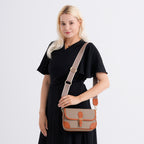 Genuine Leather Structured Sling Bag with Buckle Closure - Grey_8563790_2