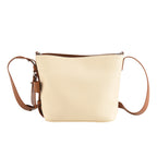 Genuine Leather-Textured Bucket Bag With Detachable Sling Strap - Off White_8563830