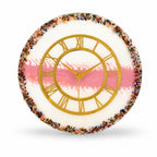 Livmore Handcrafted Resin Geode Wall Clock with Multi-colour Gemstone Accents (35.5 x 35.5 cm) - Red, White & Gold_8563881
