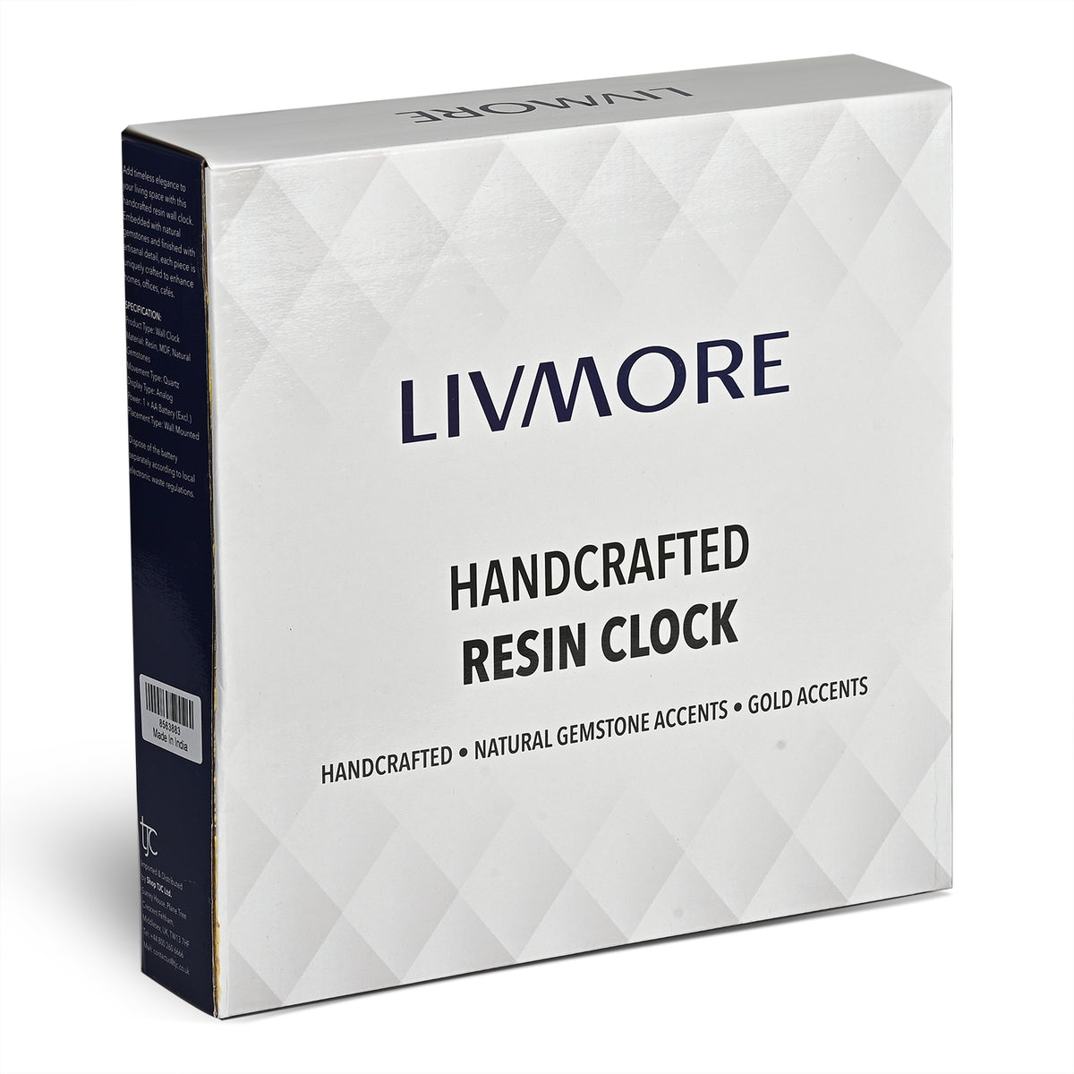 Livmore Handcrafted Resin Geode Wall Clock with Multi-colour Gemstone Accents (35.5 x 35.5 cm) - Red, White &amp; Gold V32605271 6
