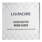 Livmore Handcrafted Floral Resin Table Clock with Gemstone Border (15.5 x 15.5 cm) - White & Multicolour_8564004_3