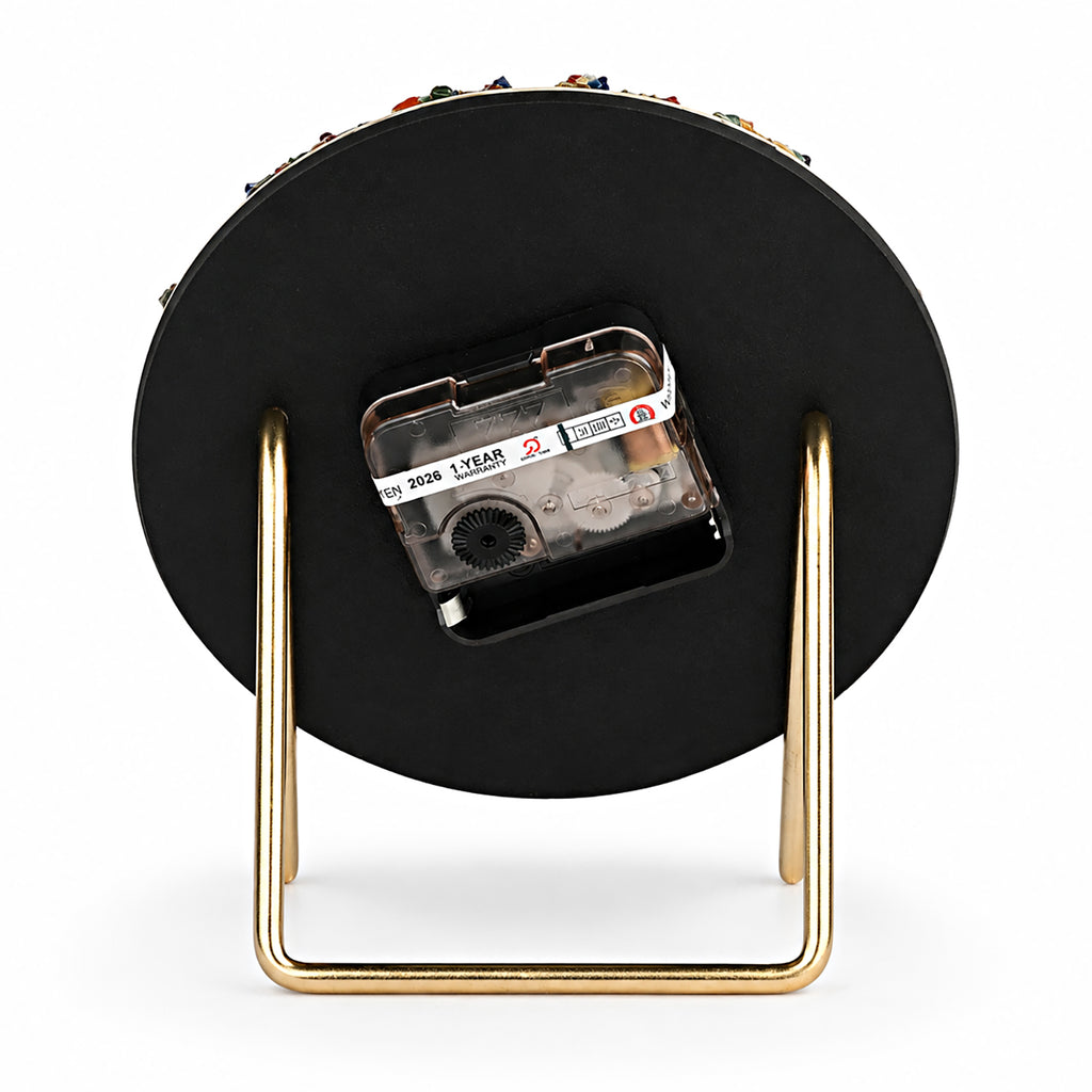 Livmore Handcrafted Geode Resin Table Clock with Stand (15.5 x 15.5 cm) - Black, White & Gold_8564006_2