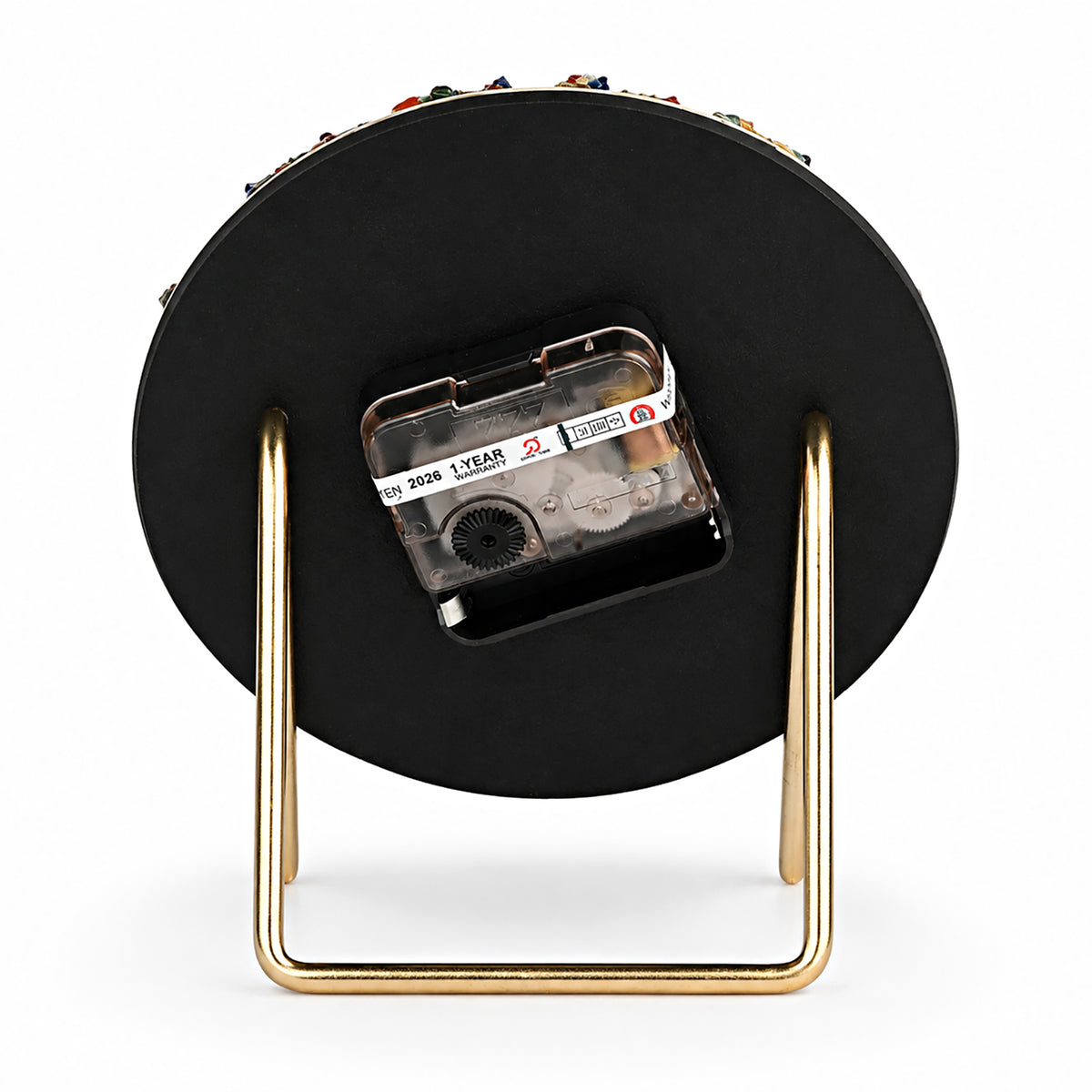 Livmore Handcrafted Geode Resin Table Clock with Stand (15.5 x 15.5 cm) - Black, White &amp; Gold V32582637 2