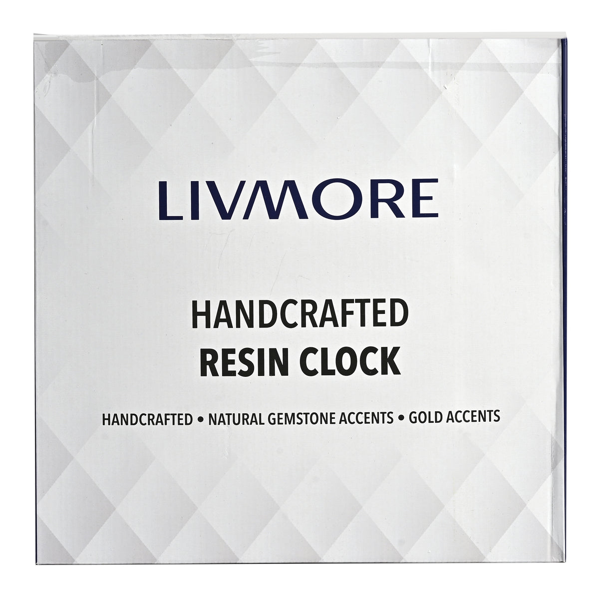Livmore Handcrafted Geode Resin Table Clock with Stand (15.5 x 15.5 cm) - Black, White &amp; Gold V32582637 3
