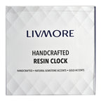 Livmore Handcrafted Geode Resin Table Clock with Stand (15.5 x 15.5 cm) - Black, White & Gold_8564006_3