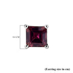 D'Joy - Natural Radiant Ember Garnet Solitaire Stud Push Post Earring in Rhodium Overlay Sterling Silver 1.80 Ct._8564062_4