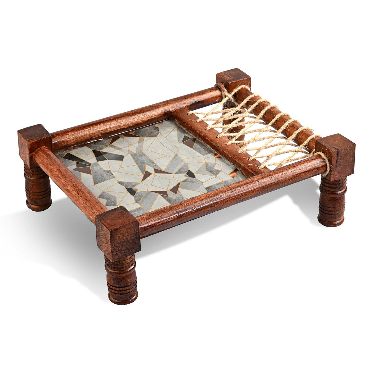 Livmore Handcrafted Wooden Cot Serving Platter with Resin Inlay (25 x 32 cm) - Grey V32580637 0