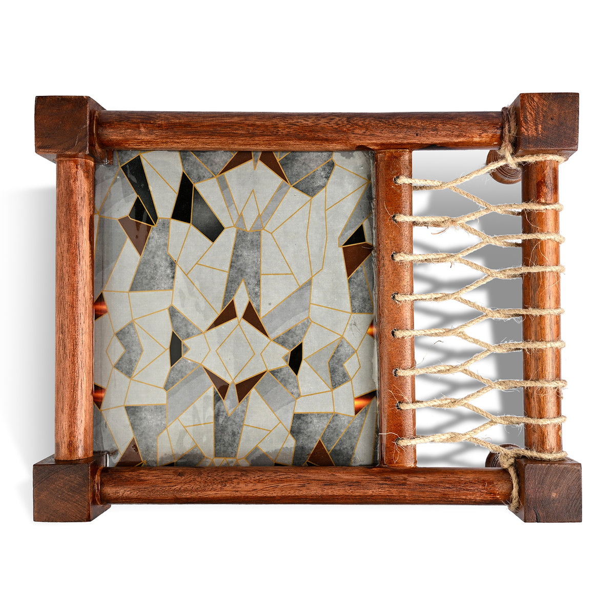 Livmore Handcrafted Wooden Cot Serving Platter with Resin Inlay (25 x 32 cm) - Grey V32580637 3