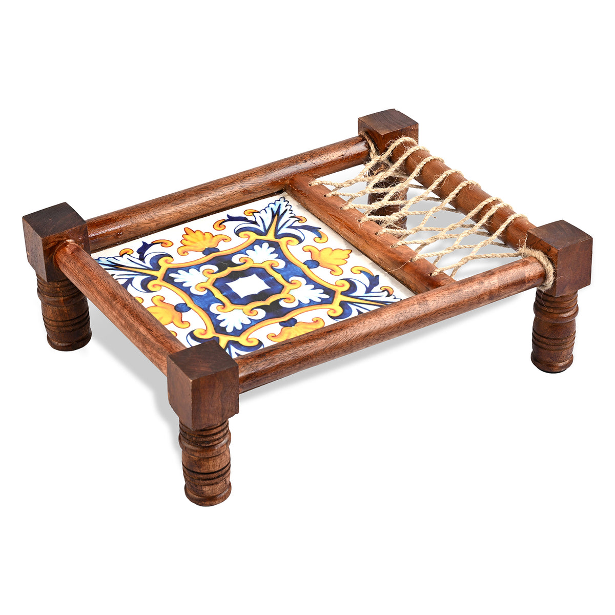 Livmore Handcrafted Wooden Cot Serving Platter with Resin Inlay (25 x 32 cm) - Blue V32752991 0