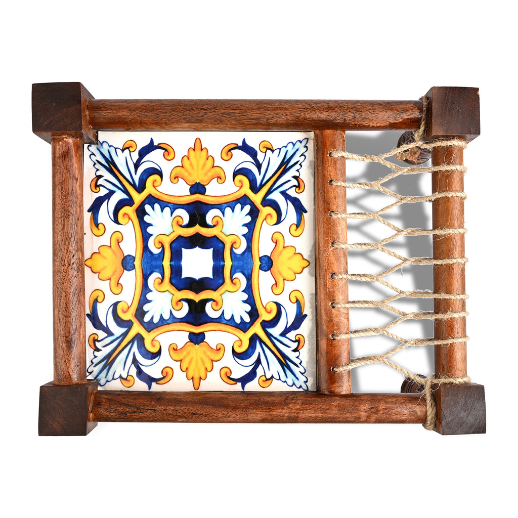 Livmore Handcrafted Wooden Cot Serving Platter with Resin Inlay (25 x 32 cm) - Blue_8564235_3