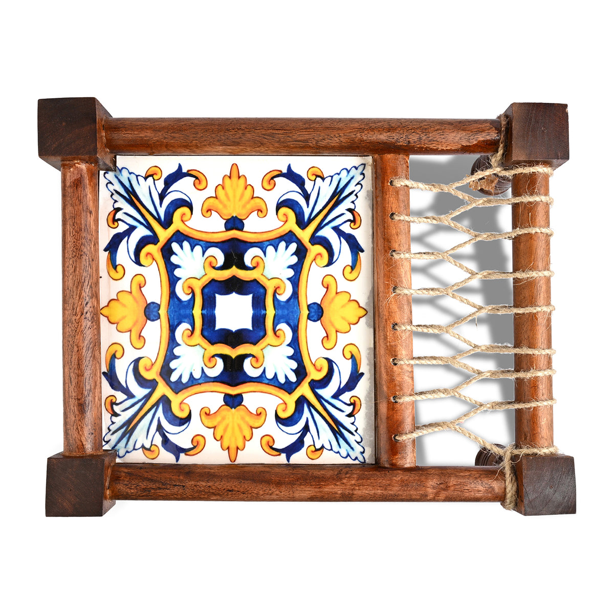 Livmore Handcrafted Wooden Cot Serving Platter with Resin Inlay (25 x 32 cm) - Blue V32752991 3