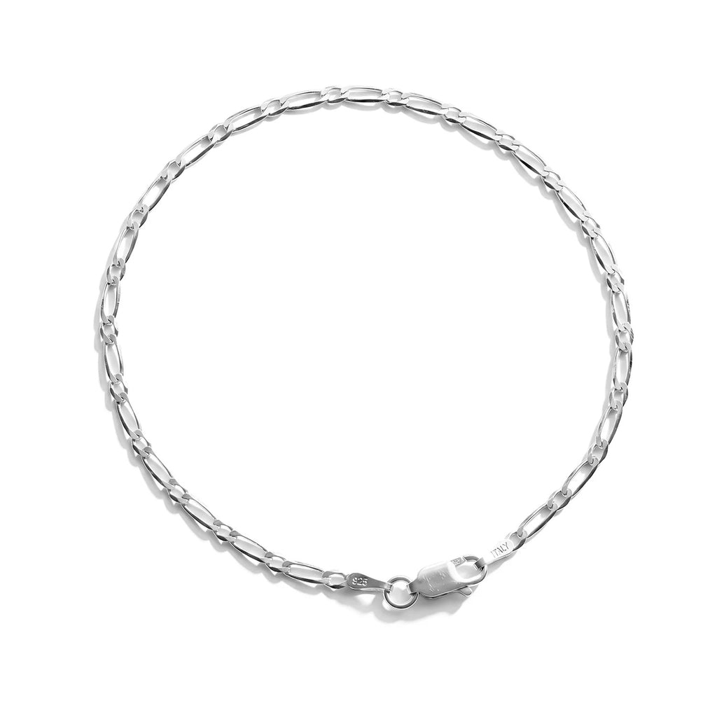 Sterling Silver Flat Figaro Bracelet (Size - 7.5) with Lobster Clasp_8564237