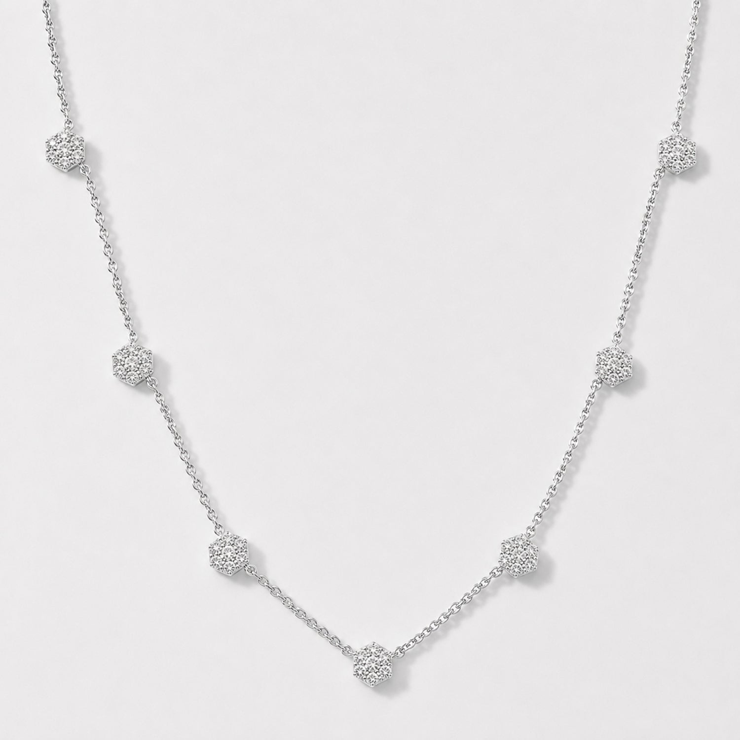 EverTrue Natural White Diamond Petite Flower Necklace (Size - 20) in White Tone 8564246 3