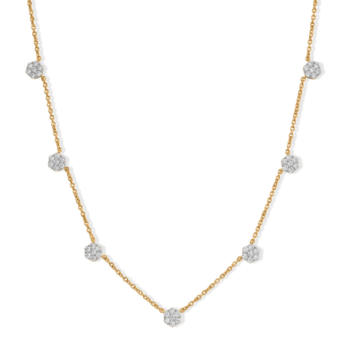 EverTrue Natural White Diamond Petite Flower Necklace (Size - 20) in Yellow Tone V32603502 0