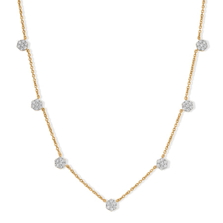EverTrue Natural White Diamond Petite Flower Necklace (Size - 20) in Yellow Tone 8564247 1