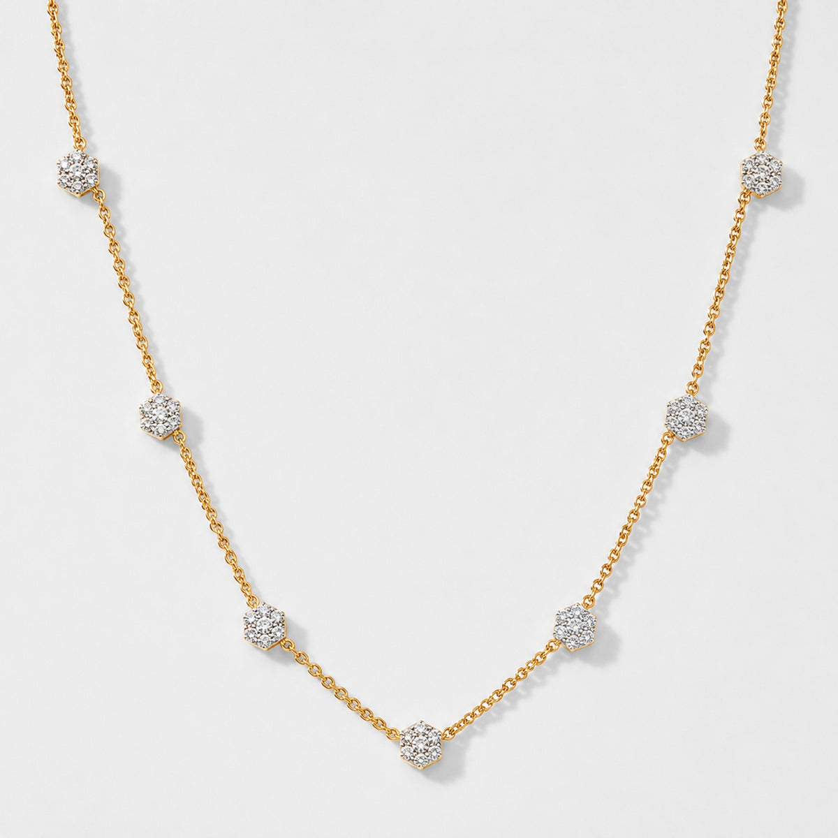 EverTrue Natural White Diamond Petite Flower Necklace (Size - 20) in Yellow Tone V32603502 4