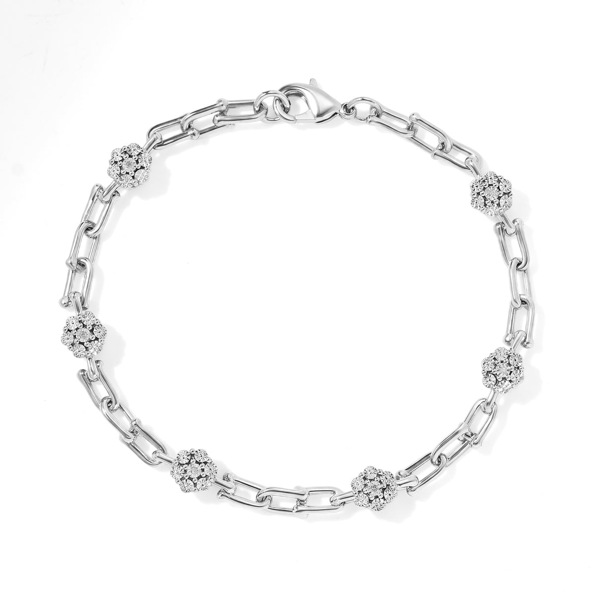EverTrue - Natural White Diamond Station Bracelet (Size - 7.5) in Yellow Gold Tone 8564248 0