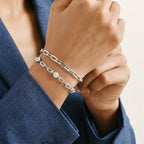 EverTrue White Diamond Station Bracelet (Size - 7.5) in Platinum Overlay Pure Yellow Brass  0.024  Ct._8564248_2