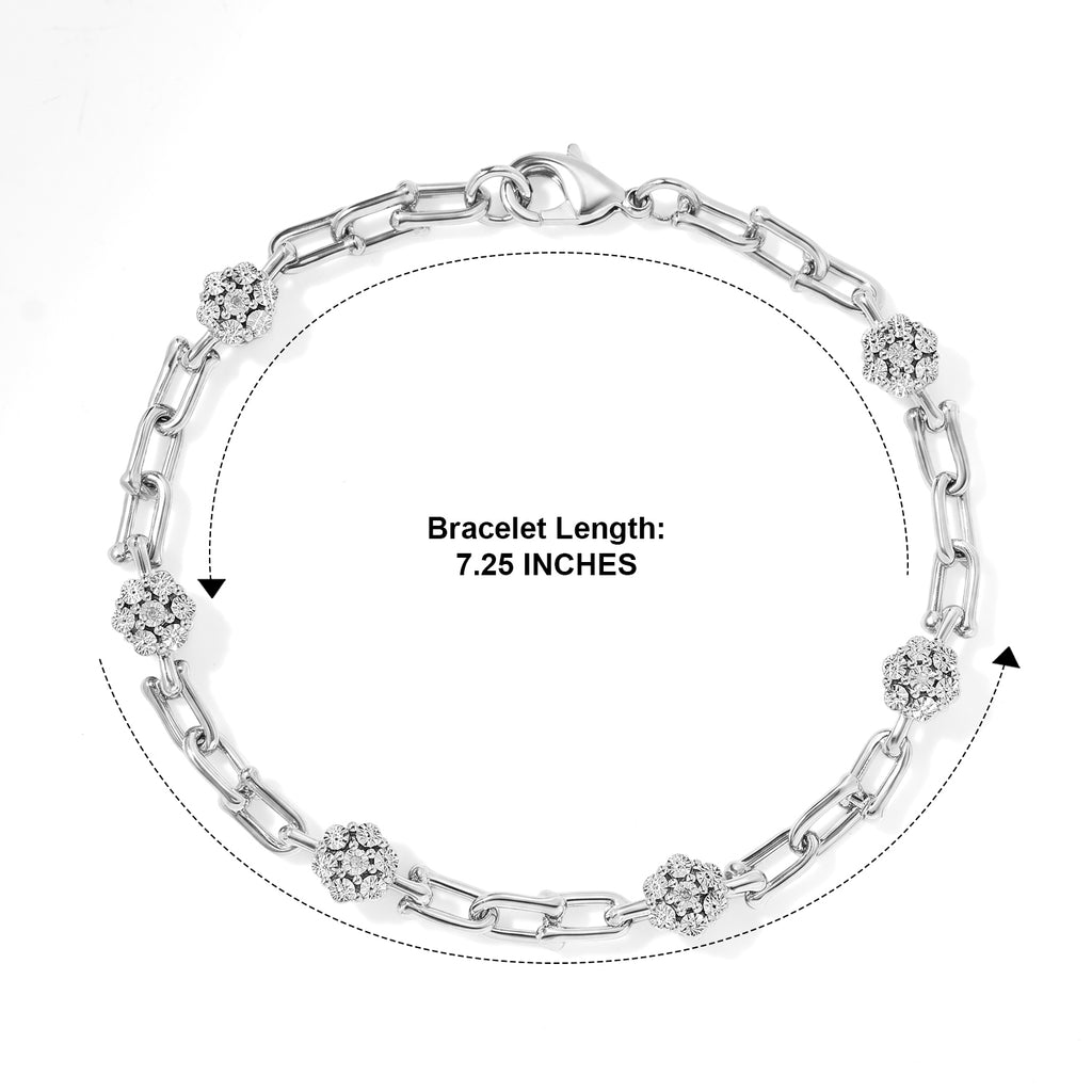 EverTrue White Diamond Station Bracelet (Size - 7.5) in Platinum Overlay Pure Yellow Brass  0.024  Ct._8564248_4